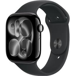 Apple Watch Series 11 (Cellular + GPS) - 64GB - 42mm - Jet Black Aluminum Case with Black Silicone Sport Band - S/M Size
