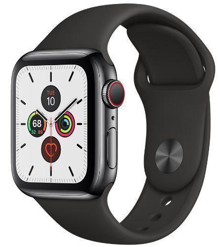 Apple Watch Series 5 (Cellular + GPS) - 32GB - 44mm - Space Grey Aluminum Case with Black Rubber Sport Band