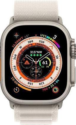 Apple Watch Ultra (Cellular + GPS) - 32GB - 49mm - Titanium Titanium Case with Starlight Textile Alpine Loop Band - One Size