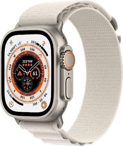 Apple Watch Ultra (Cellular + GPS) - 32GB - 49mm - Titanium Titanium Case with Starlight Textile Alpine Loop Band - One Size