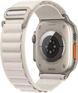 Apple Watch Ultra (Cellular + GPS) - 32GB - 49mm - Titanium Titanium Case with Starlight Textile Alpine Loop Band - One Size