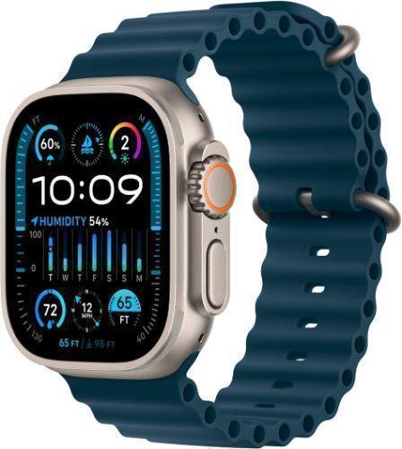 Apple Watch Ultra 2 (Cellular + GPS) - 64GB - 49mm - Titanium Titanium Case with Blue Rubber Ocean Band - One Size