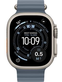 Apple Watch Ultra 3 - 64GB - 49mm - Natural Titanium Case with Anchor Blue Nylon Weave Ocean Band - M/L Size