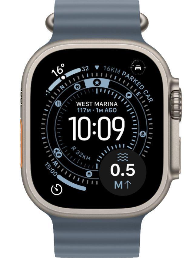Apple Watch Ultra 3 - 64GB - 49mm - Natural Titanium Case with Anchor Blue Nylon Weave Ocean Band - M/L Size