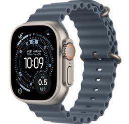 Apple Watch Ultra 3 - 64GB - 49mm - Natural Titanium Case with Anchor Blue Nylon Weave Ocean Band - M/L Size
