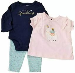 Carter's 3 Piece Playwear Set Pink Llama 9m - Pink Llama