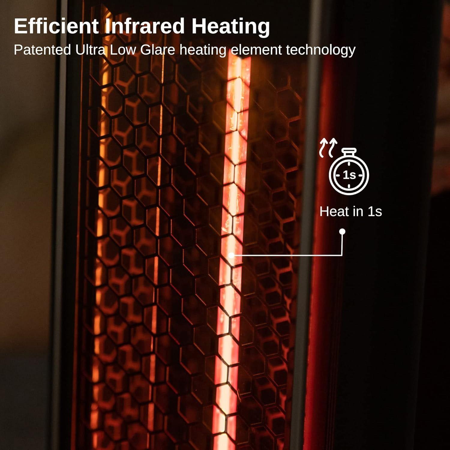 East Oak 1200W Patio Heater - Black