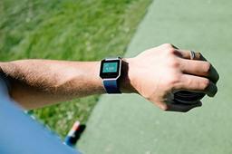 Fitbit Blaze Fitness Watch - Silver Stainless Steel Case with Blue Elastomer Elastomer - Large Size
