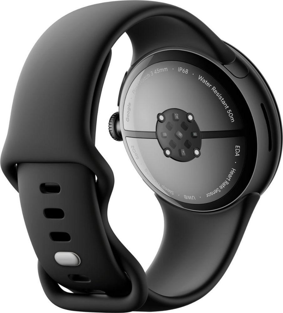 Google Pixel Watch 3 (Bluetooth) - 32GB - 45mm - Matte Black 100% Recycled Aluminum Case with Obsidian Fluoroelastomer Active Band