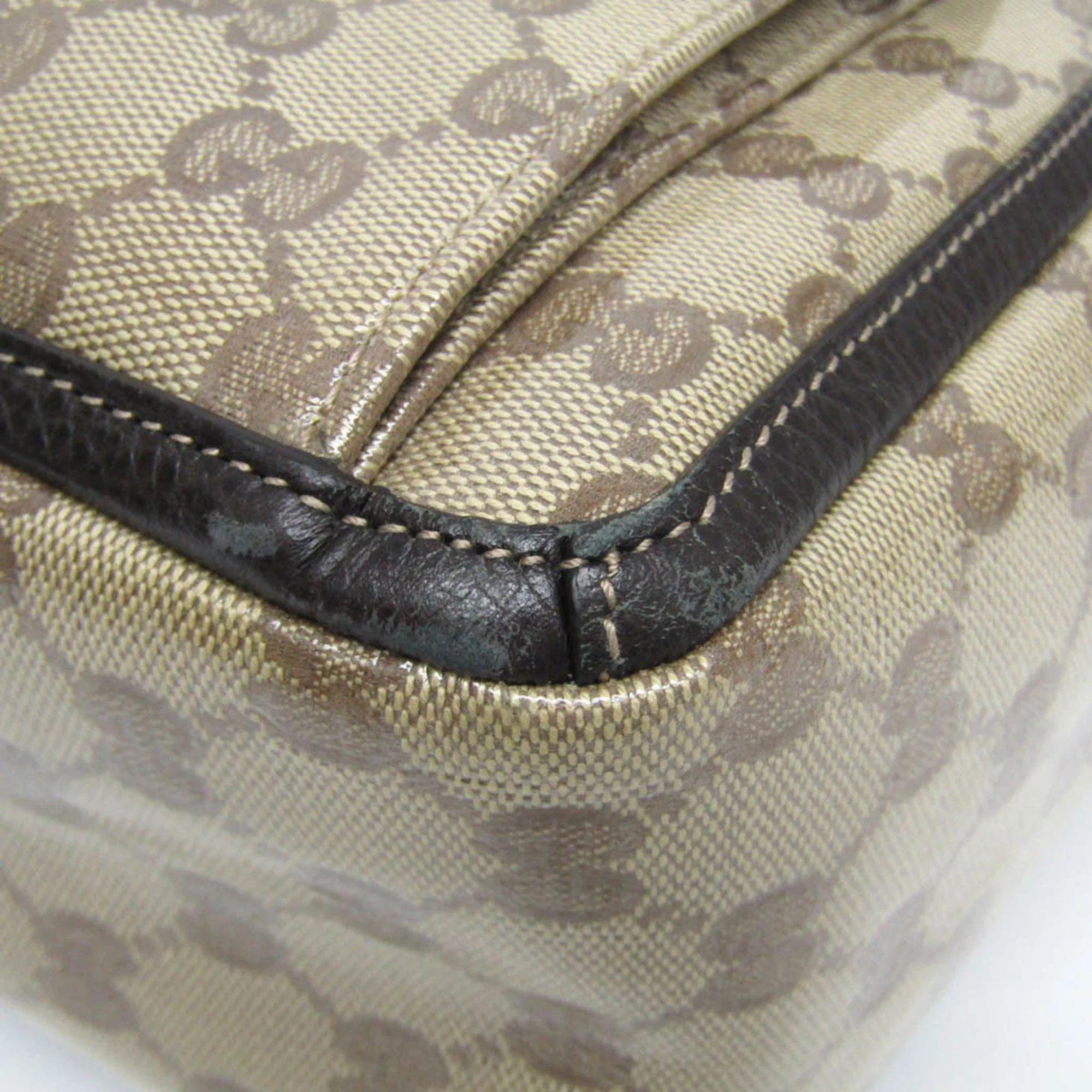 Gucci GG Crystal Leather PVC Tote Bag - Leather - Beige/Dark Brown