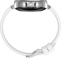 Samsung Galaxy Watch4 (Bluetooth) - 16GB - 42mm - Silver Classic (Stainless Steel) Case with White Fluoroelastomer Ridge Sports Band