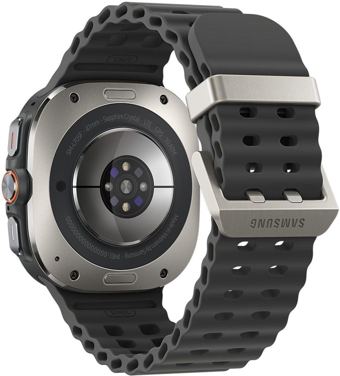 Galaxy Watch Ultra (2024) (Bluetooth + LTE) - 32GB - 47mm - Titanium Silver Titanium Case with Dark Grey Silicone Marine Band