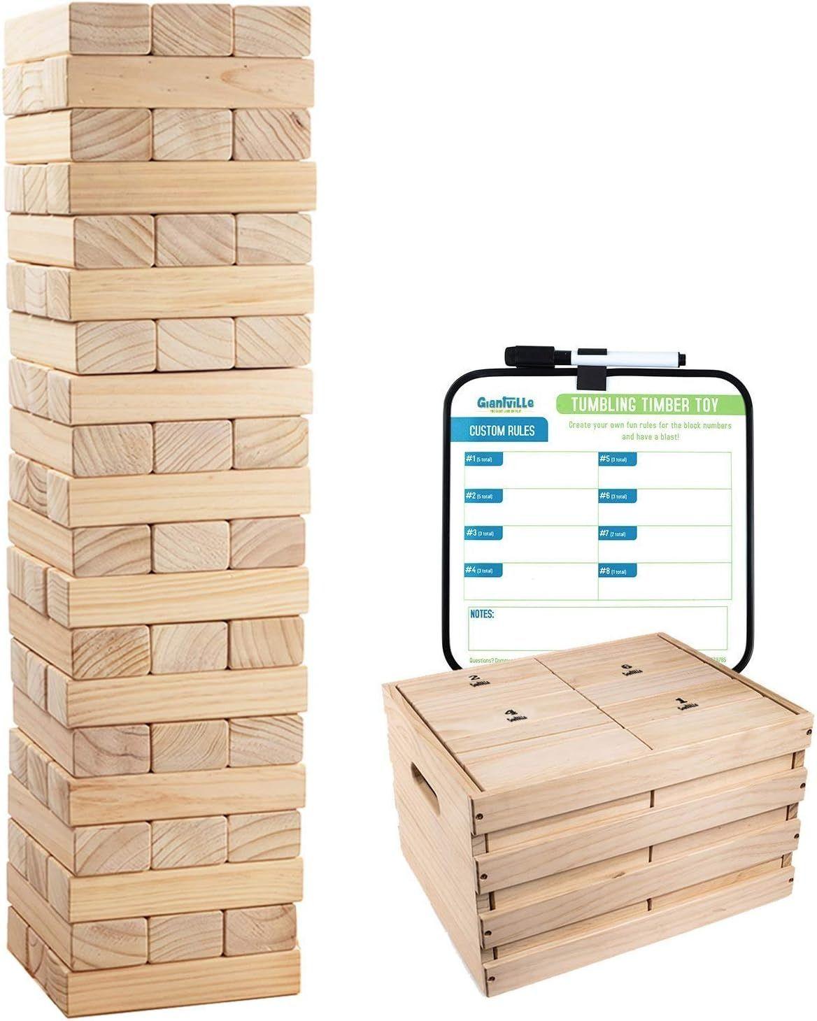 Giantville Giant Tumbling Timber Toy Premium Pine Wood (60-Pieces) GV-25802