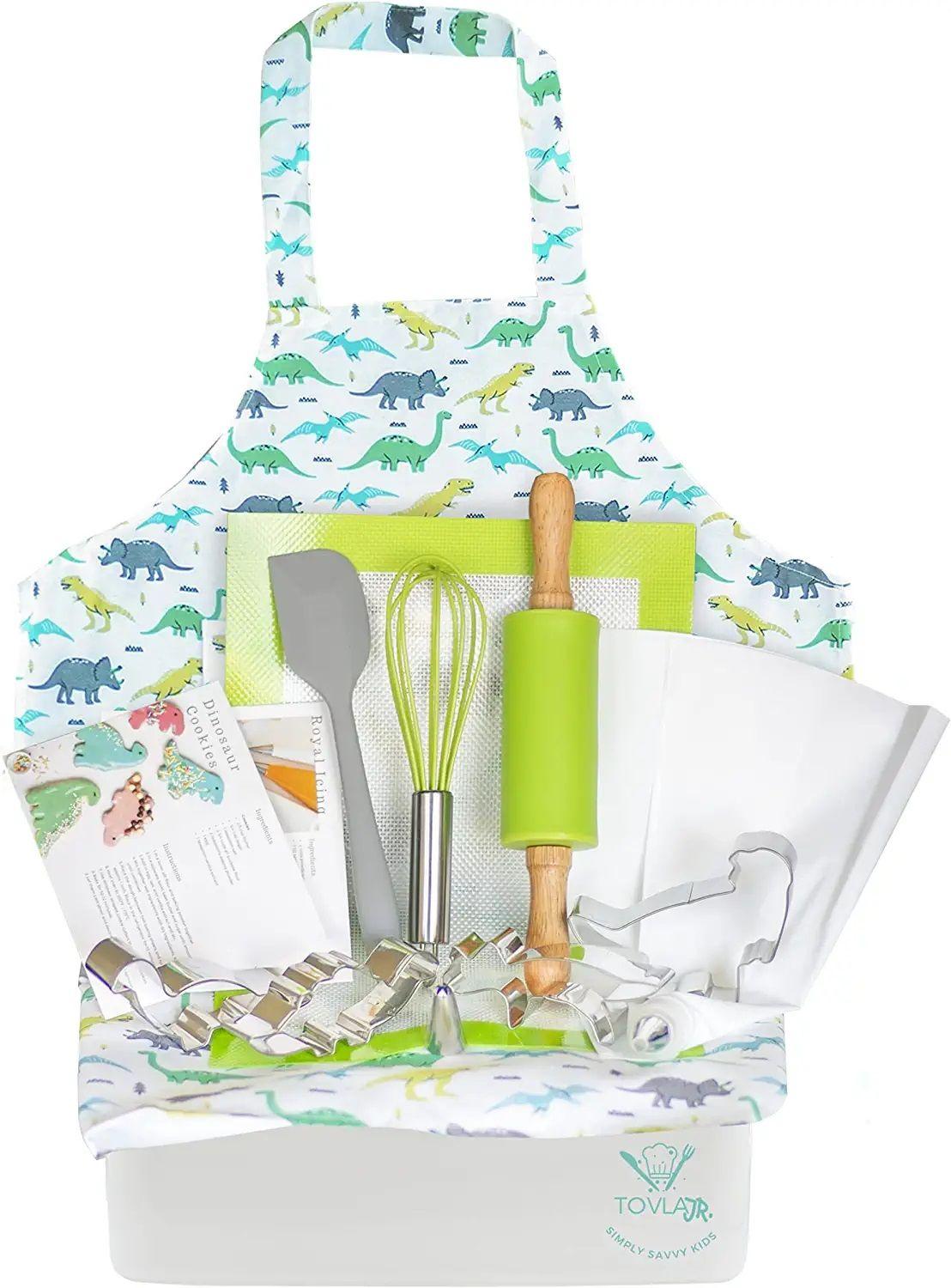 Tovla Jr. Kids Dinosaur Baking Gift Set with Storage Case