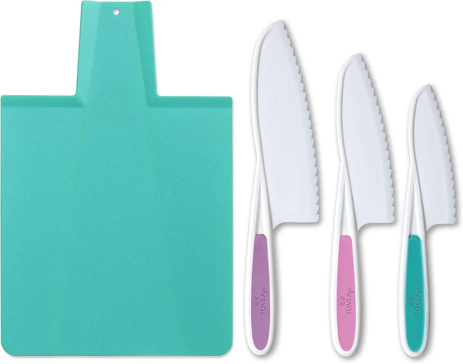 Tovla Jr. Kids Kitchen Knife and Foldable Cutting Board Set