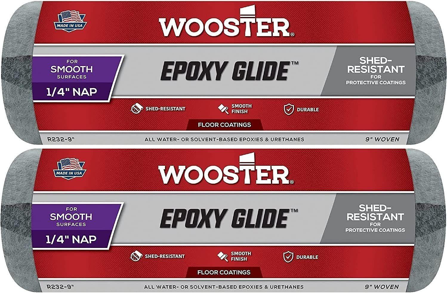 Wooster Brush R232-9 Epoxy Glide Roller Cover 1/4" Nap 9" (2-Pack)