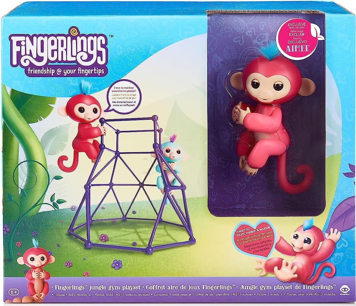 WowWee Fingerlings Jungle Gym Playset + Interactive Baby Monkey Aimee